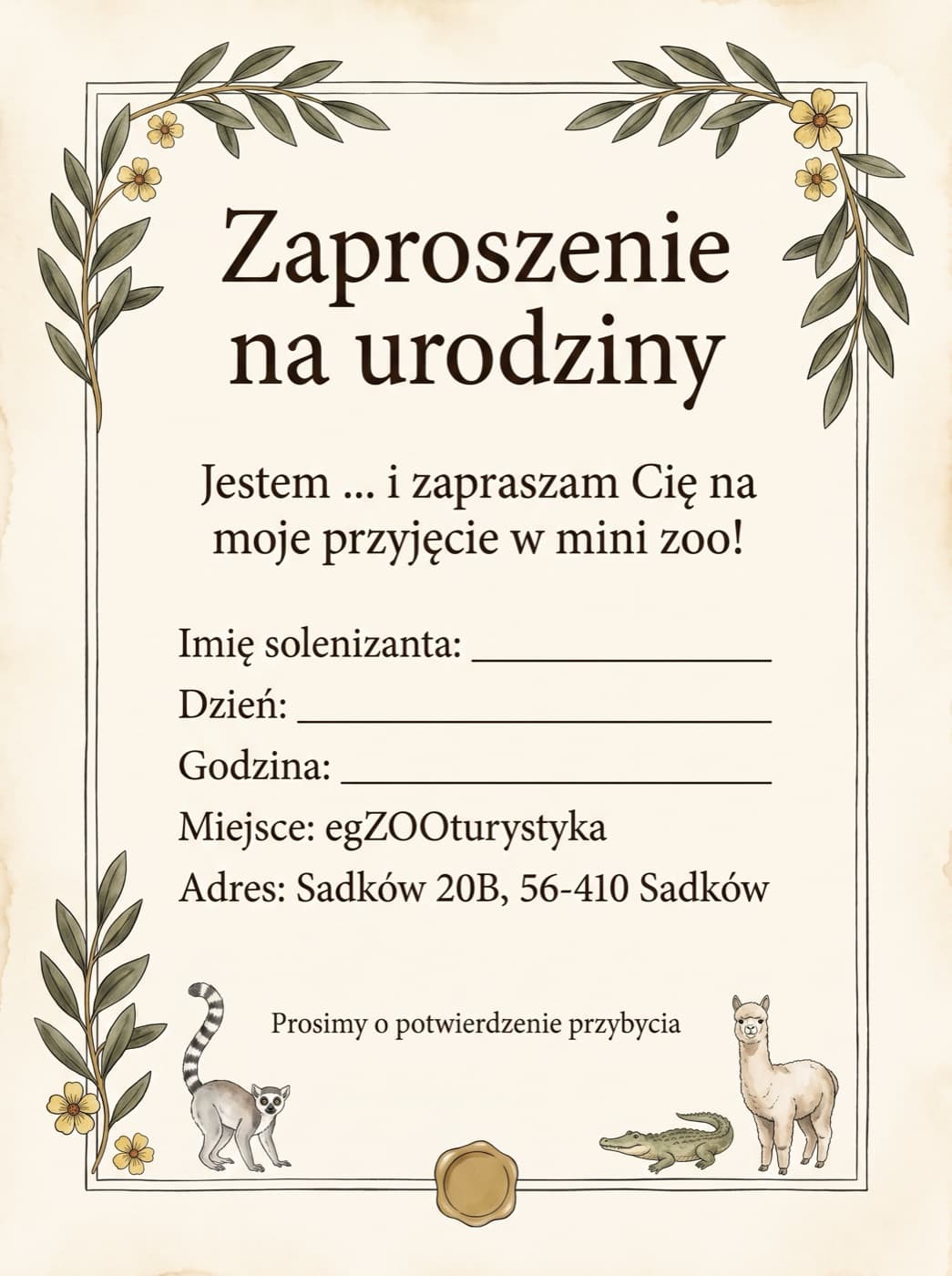 Zaproszenie na urodziny — podgląd